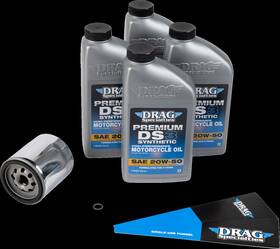 Drag Specialties Oil 224378 Full Synthetic Change Kit - 20w50 Twin Cam Chrome