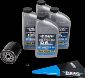 Drag Specialties Oil 224379 Full Synthetic Change Kit - 20w50 Twin Cam Black