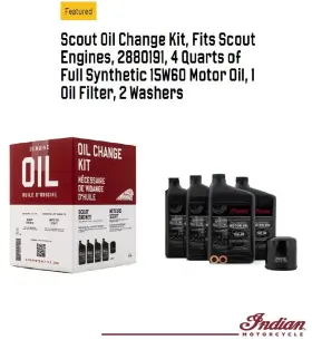 2880191 Indian Motorcycle Motor Oil Genuine Scout 15w-60 Full Synthetic Change Kit-