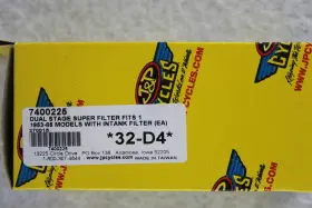740-462 J&p Cycles 32-d4 Nos Dual Stage Super Filter Replacement Fits 1953-85 Models With Intake