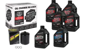 90-119016b Maxima Twin Cam Synthetic 20w50 Three Hole Oil Change Kit Black Filter