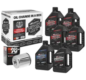 90-119016c Maxima Twin Cam Synthetic 20w-50 Filter Kit With Chrome