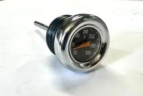 Rcp88020 Rivercity Chrome Oil Tank Plug Cap Dipstick With Temp Gauge 00/l Harley Softail