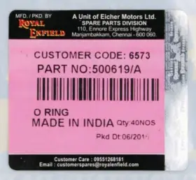 500619 Royal Enfield 500619/a O-ring Part Number Qty2
