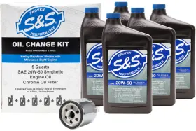218944 S&s Cycle Kit Oil Change Milw 8 Chrome Filter - M8 5 Us Quarts