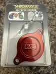 Red Oil Filter Cover Works Connection 27-135 For 07-17 Suzuki RMZ250 Used. Price: $31.00.