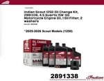 Indian Motorcycle 2025-2026 Scout 1250CC Full Syn 15W-60 Oil Change Kit- 2891338 New. Price: $99.99.