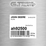 AH92500 Plate Fits John Deere (surplus Open Box) New. Price: $101.06.