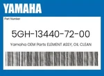 Yamaha Genuine Element Assy, Oil Cleaner 5GH-13440-72-00 New. Price: $14.77.