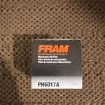 Fram Motorcycle Oil Filter PH6017A New. Price: $7.00.