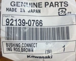 Kawasaki Oem Connecting Rod Bushing Brown (92139-0766) Set Of *check Fit* New. Price: $18.00.