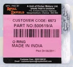 Royal Enfield O-ring Part Number 500619/A New. Price: $12.99.